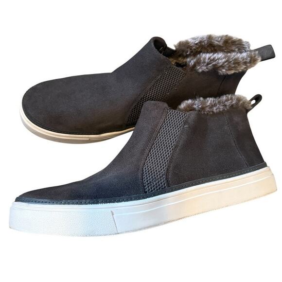 Toms Bryce 9 slip on suede mid sneaker faux fur trim 2902 - Picture 1 of 10